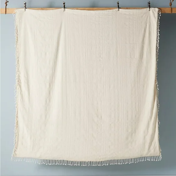 Anthropologie Woven Halley Duvet Cover - Ivory